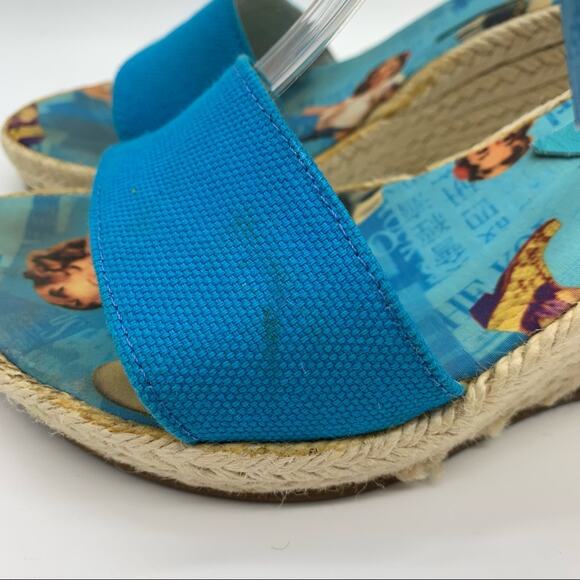 Jeffrey Campbell Western Lady Novelty Print Espadrille Lace Up Ankle Wedges Sz 9 - Picture 7 of 15